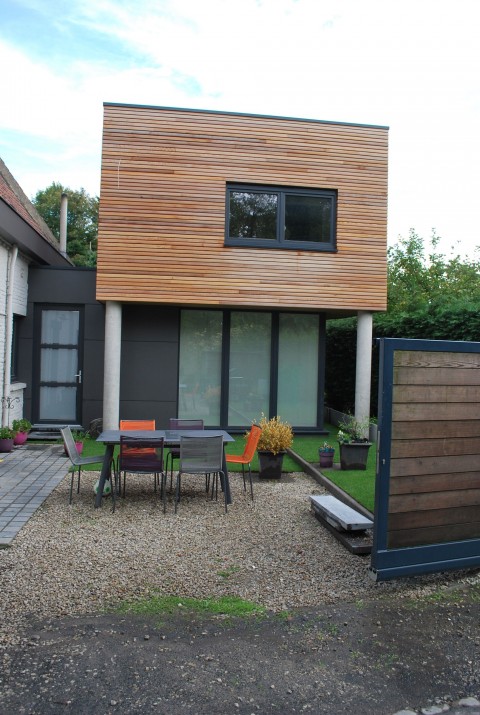 Extension d’une maison en ossature bois et toit plat en EPDM